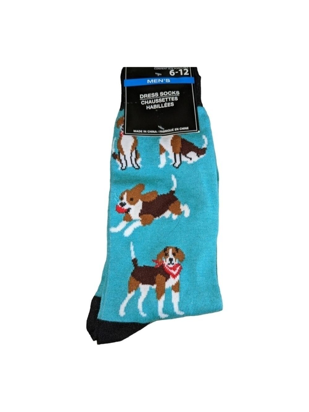 NWT Hound Dog teal background socks, size 6-12
